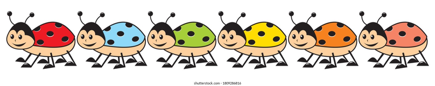 Group of ladybirds on white background, decor, vector