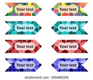 A group of large multi-colored arrows with a field to insert text for graphic design
