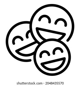 Group laugh emoji icon. Outline group laugh emoji vector icon for web design isolated on white background