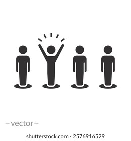 group leader concept, competition among different employee icon, flat vector illustration