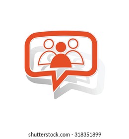 Group leader message sticker, orange chat bubble with image inside, on white background