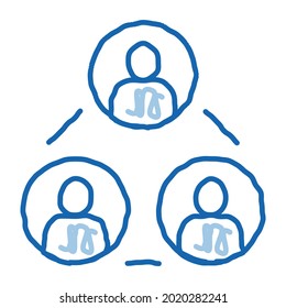 group leader sketch icon vector. Hand drawn blue doodle line art group leader sign. isolated symbol illustration