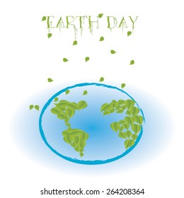 group of leaves falling in our planet and text. Vector illustration