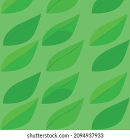 group of leaves on green background