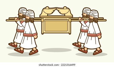 Group of Levi Carrying Ark of the Covenant Cartoon Graphic Vector.