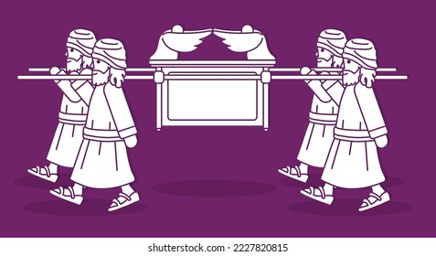 Group of Levi Carrying Ark of the Covenant Cartoon Graphic Vector