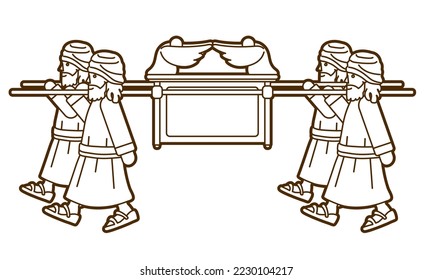 Group of Levi Carrying Ark of the Covenant Cartoon Graphic Vector