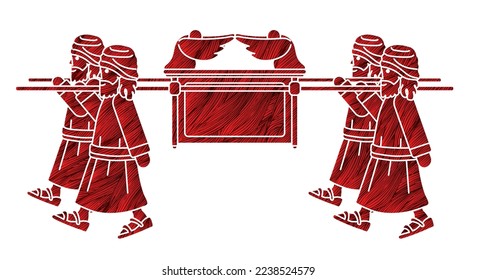 Group of Levi Carrying Ark of the Covenant Cartoon Graphic Vector 