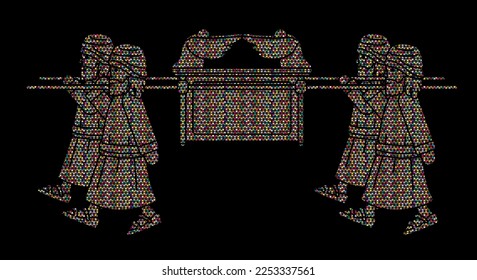 Group of Levi Carrying Ark of the Covenant Cartoon Graphic Vector