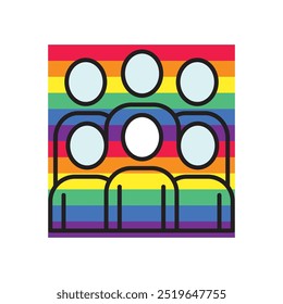 Group of LGBT people. Vector linear illustration isolated on white background.