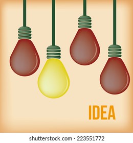 a group of light bulbs hanging out on a colored background with text