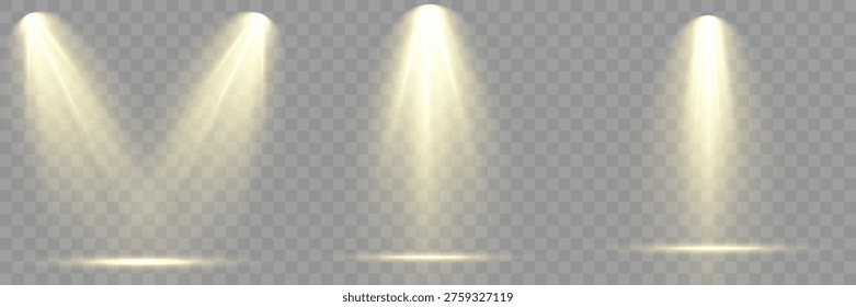 Group of light sources strong directional, disco club event.