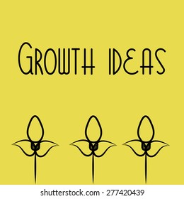 Group of lightbulbs with flower shapes on a yellow background. Vector illustration