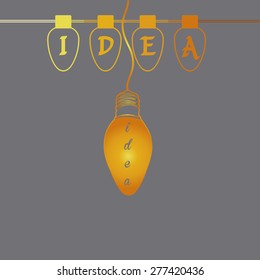 Group of lightbulbs with text on a grey background. Vector illustration