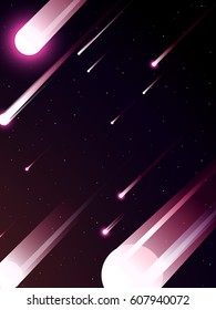 group of lighting meteor in universe background