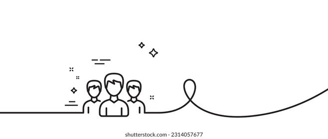 Group line icon. Continuous one line with curl. Users or Teamwork sign. Male Person silhouette symbol. Group single outline ribbon. Loop curve pattern. Vector