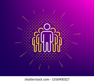 Group line icon. Halftone pattern. Business management sign. Teamwork symbol. Gradient background. Group line icon. Yellow halftone pattern. Vector