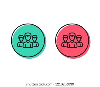 Group line icon. Users or Teamwork sign. Male Person silhouette symbol. Positive and negative circle buttons concept. Good or bad symbols. Group Vector