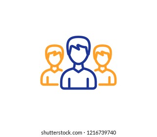 Group line icon. Users or Teamwork sign. Male Person silhouette symbol. Colorful outline concept. Blue and orange thin line color icon. Group Vector