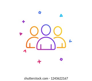 Group line icon. Users or Teamwork sign. Person silhouette symbol. Gradient line button. Group icon design. Colorful geometric shapes. Vector