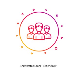 Group line icon. Users or Teamwork sign. Male Person silhouette symbol. Gradient pattern line button. Group icon design. Geometric shapes. Vector