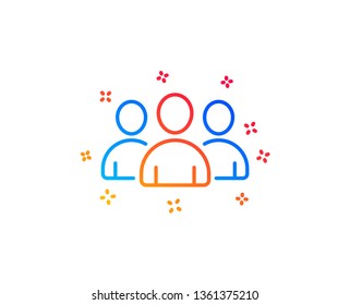 Group line icon. Users or Teamwork sign. Person silhouette symbol. Gradient design elements. Linear group icon. Random shapes. Vector