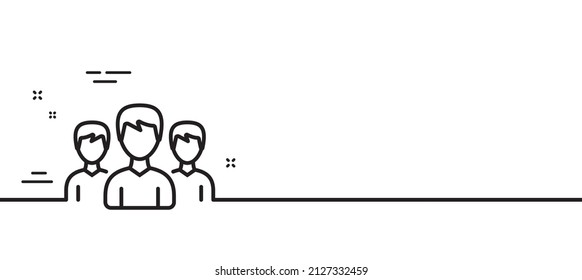 Group line icon. Users or Teamwork sign. Male Person silhouette symbol. Minimal line illustration background. Group line icon pattern banner. White web template concept. Vector