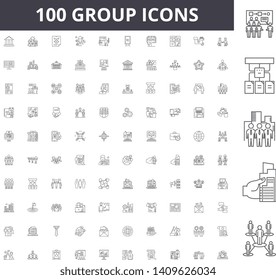 Group line icons, signs, vector set, outline illustration concept 