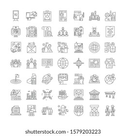 Group linear icons, signs, symbols vector line illustration set