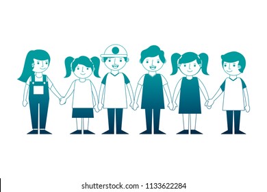 group little childrens holding hands