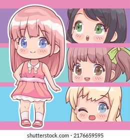 group of little girls anime characters