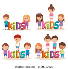 group of little kids playing with word
