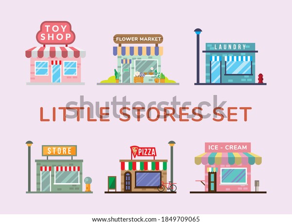 Group Little Stores Facades Vector Illustration Stock Vector (Royalty ...