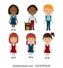 group of little students characters vector illustration design