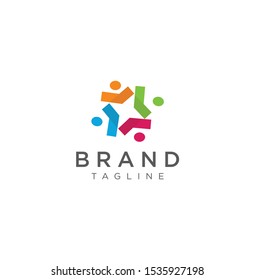 Group Logo Colorful Design Template Vector . Teamwork And Community Logo Template Vector .
