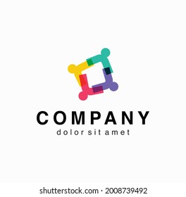 group logo design icon symbol abstract business vector illustration. element people isolated network unity friendship background colorful social shape logotype