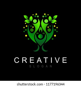 group logo with tree-like arrangement, tree logo with human 
