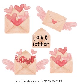 grupo de cartas de amor en dibujo de caricatura de múltiples estilos colección de pintura acuarela