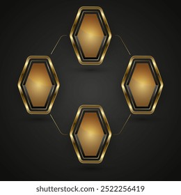 Group of Luxury circles chart of golden shapes for Icon and symbols, 3 premium banner with smooth, gradient gold tone banner design
