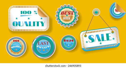 Group of luxury, isolated stickers with text
