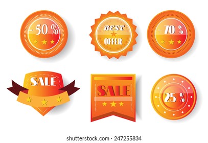 Group of luxury, isolated stickers with text, white background