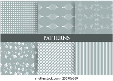 Group of luxury patterns - white, gray colors