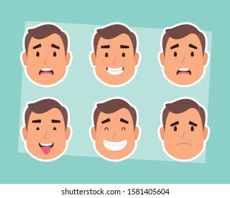 group of man faces characters vector illustration design