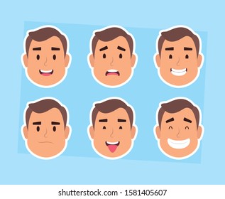 group of man faces characters vector illustration design