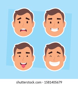 group of man faces characters vector illustration design