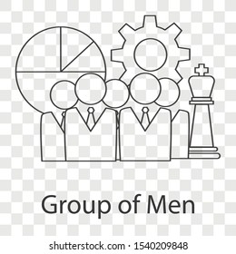 Group of man  icon on transparency background. Creative idea design for your project. Line vector illustration for template, web page, mobile app or brochure.