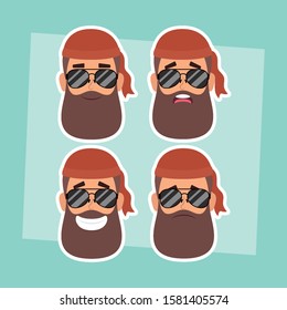 group of man motorcyclist faces characters vector illustration design