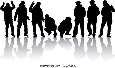  group of man silhouettes - vector illustration