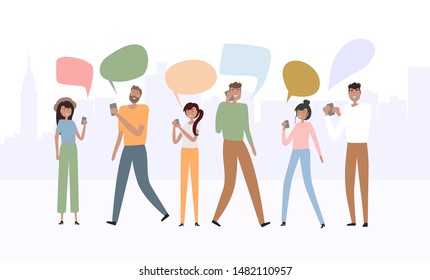 Group Man Woman Mobile Phones Flat Stock Vector (Royalty Free ...