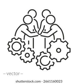 ícone gerentes de grupo, trabalho em equipe, engrenagens, gerenciamento de projeto, ilustração vetorial eps10